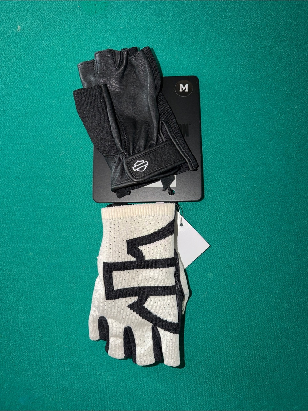 Harley-Davidson Black and White Fingerless Riding Gloves Duo